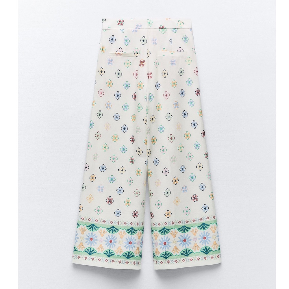 Zara PRINTED LINE BLEND CULOTTES - Picture 4 of 5